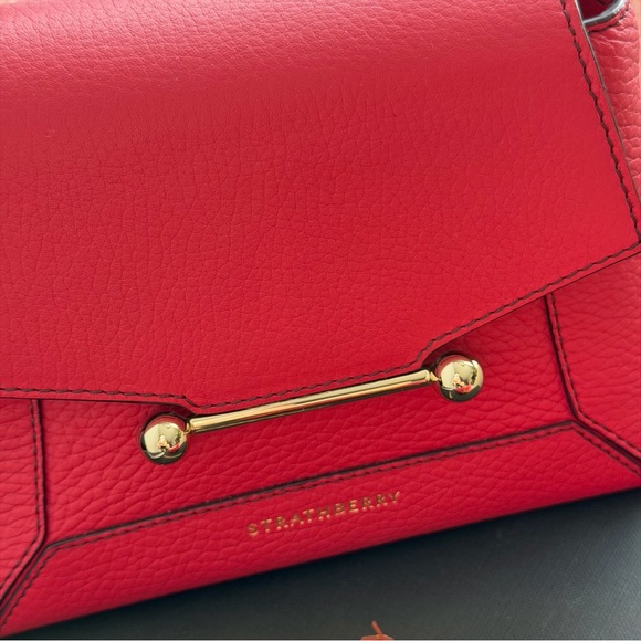 Strathberry Mosaic Nano in Raspberry with Burgundy Stitch (new in a box) - Picture 4 of 15